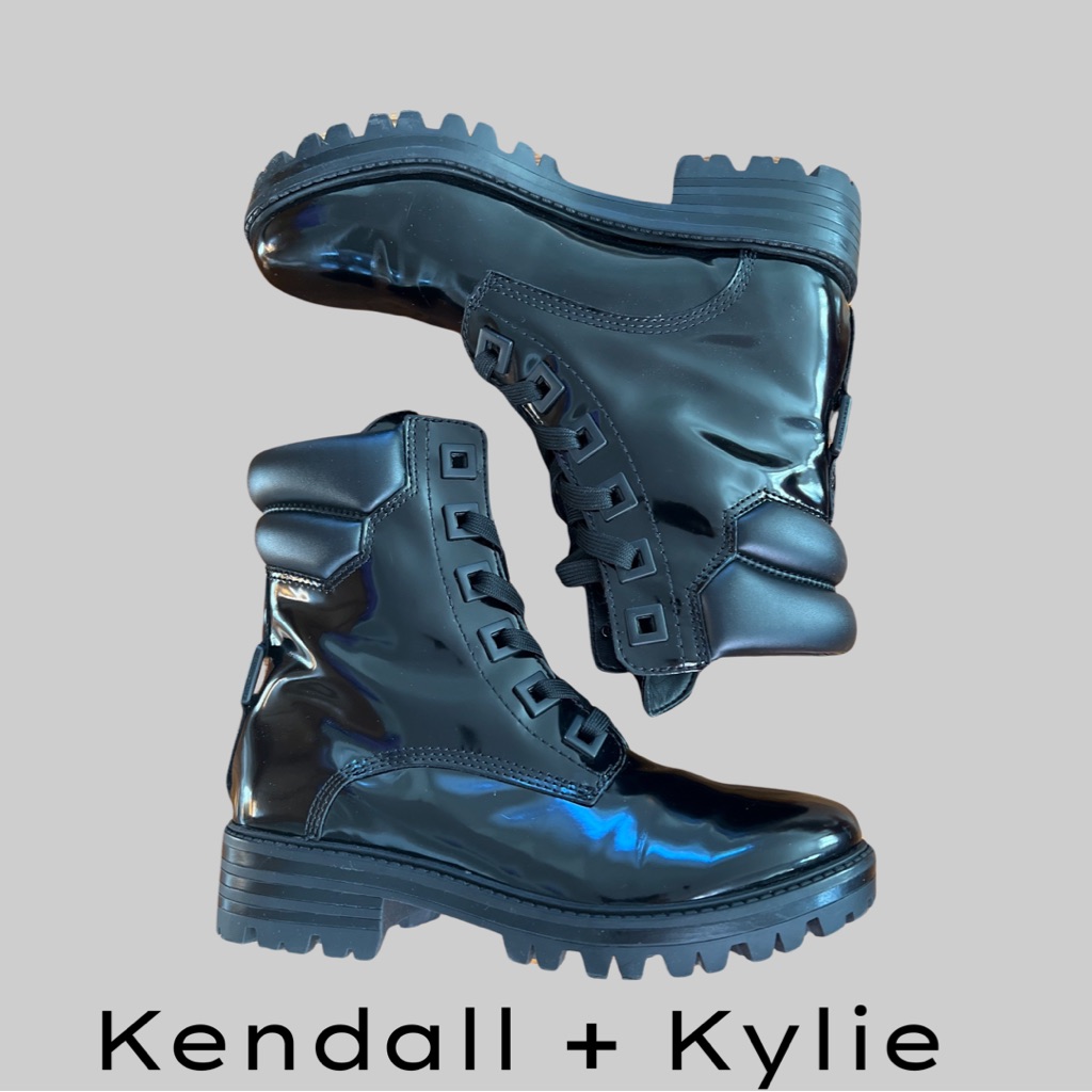 Kendall + Kylie East Leather Lug Bottom Booties - Black Size 8.5